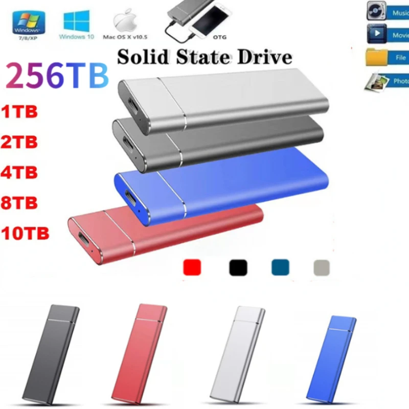 

Оригинальный внешний твердотельный Накопитель SSD 64 ТБ/256 ТБ, Портативный высокоскоростной жесткий диск, жесткий диск, устройство хранения для компьютера/ноутбука