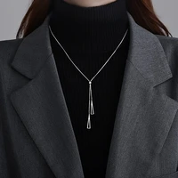 classic triangle stainless steel necklace silver gothic geometry pendant women men sexy clavicle chain korean fashion jewelry