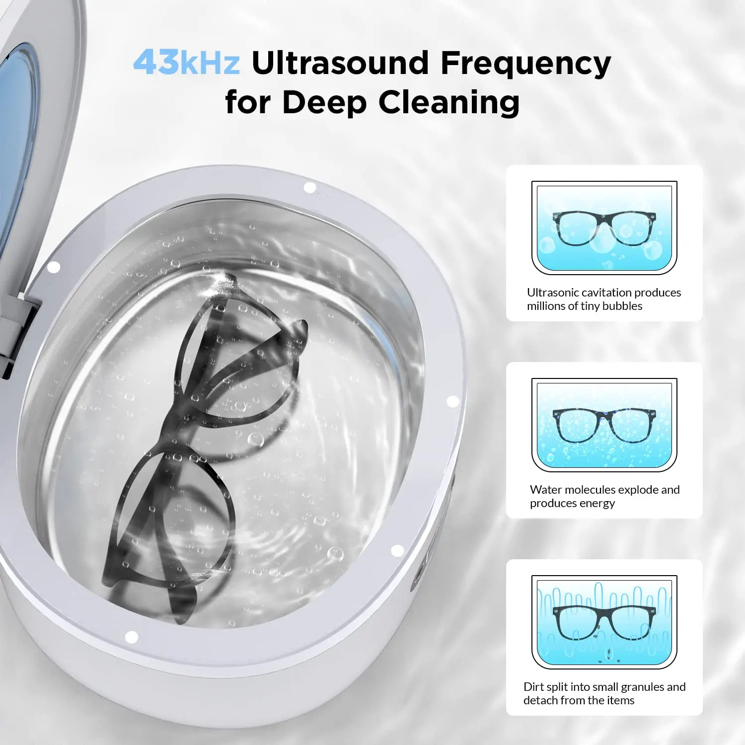 Ультразвуковой очиститель ювелирных изделий контактных линз портативный