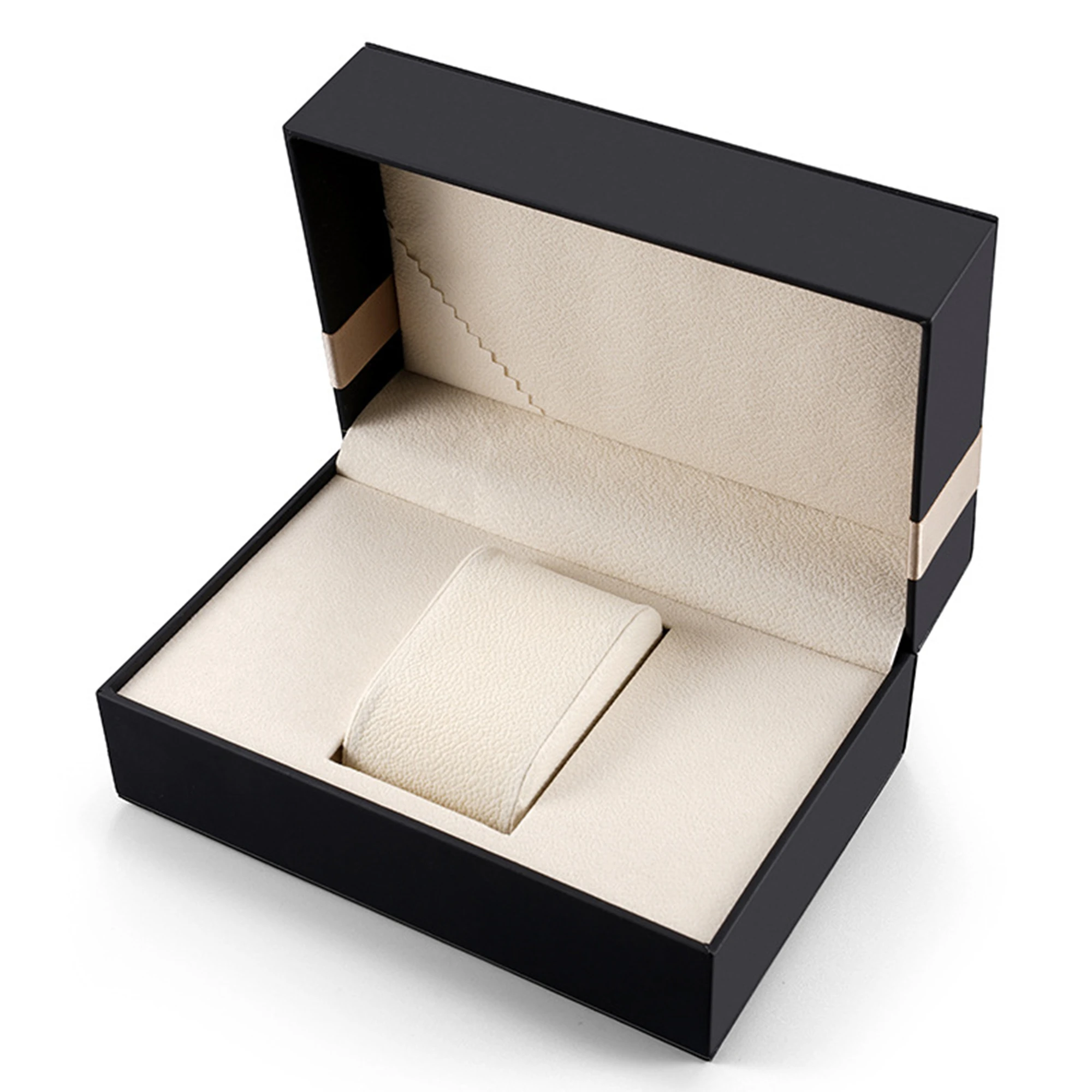 Black Leather Flip Men's And Women's Watch Box Spot Pu Watch Box Box Box Box Rectangular Watch Box enlarge