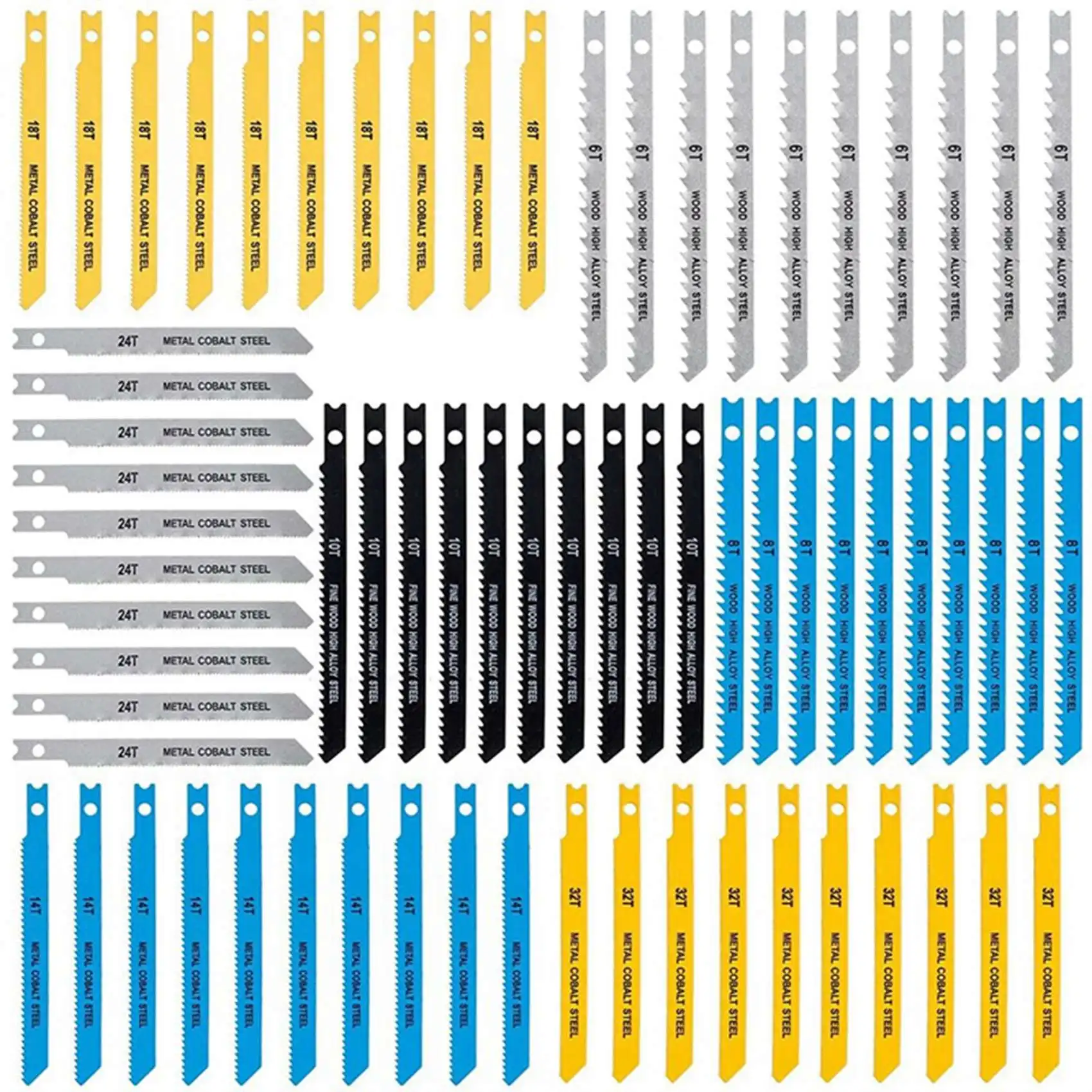 

Jigsaw Blades U-Shank 70Pcs Set 6-32 TPI Jig Saw Blades for Wood Plastic and Metal Cutting Fit Most U Shank Jigsaws