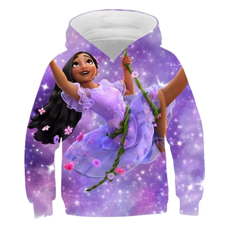 

Disney Encanto Printed Tops Kids Casual Sports Hoodies Girls Baby New Spring Autumn Clothing Loose Cotton Hooded Clothing 4-14T