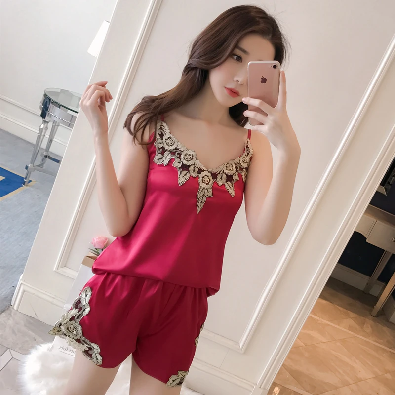 Summer Short-sleeved Shorts Suit Thin Pajamas Cute Sexy Pajamas Women's Two-piece Suit Home Wear