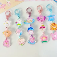 ins cartoon cute animals key holder string by string decorative pendant kawaii backpack zipper lanyard keychain toy gift acrylic
