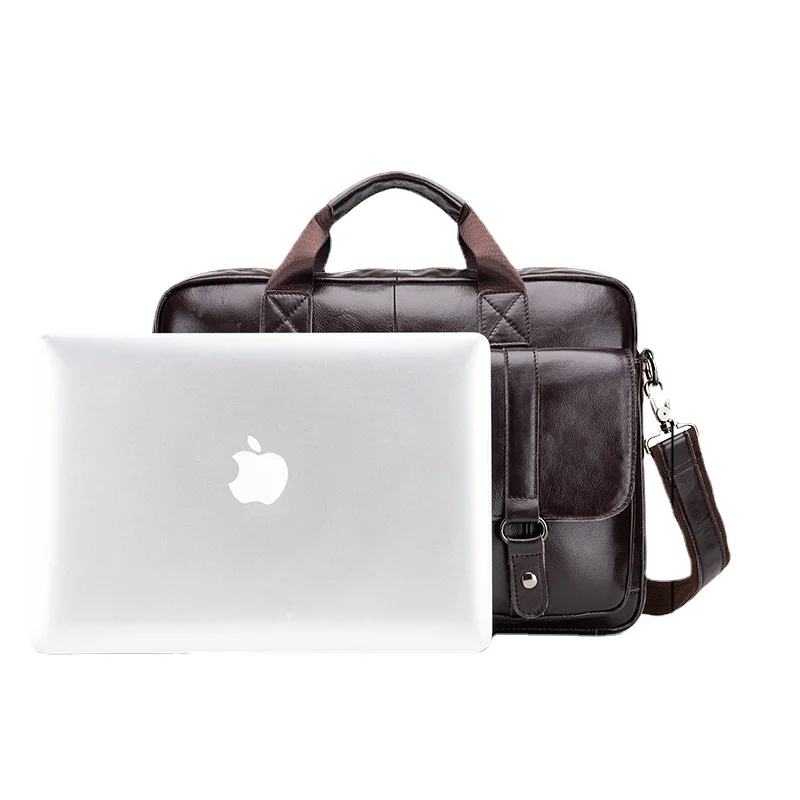 Men's Briefcase A4 Business Handbag First Layer Leather Shoulder Bag Casual 14 Inch Computer Bag Designer Bag Messenger Bag Men