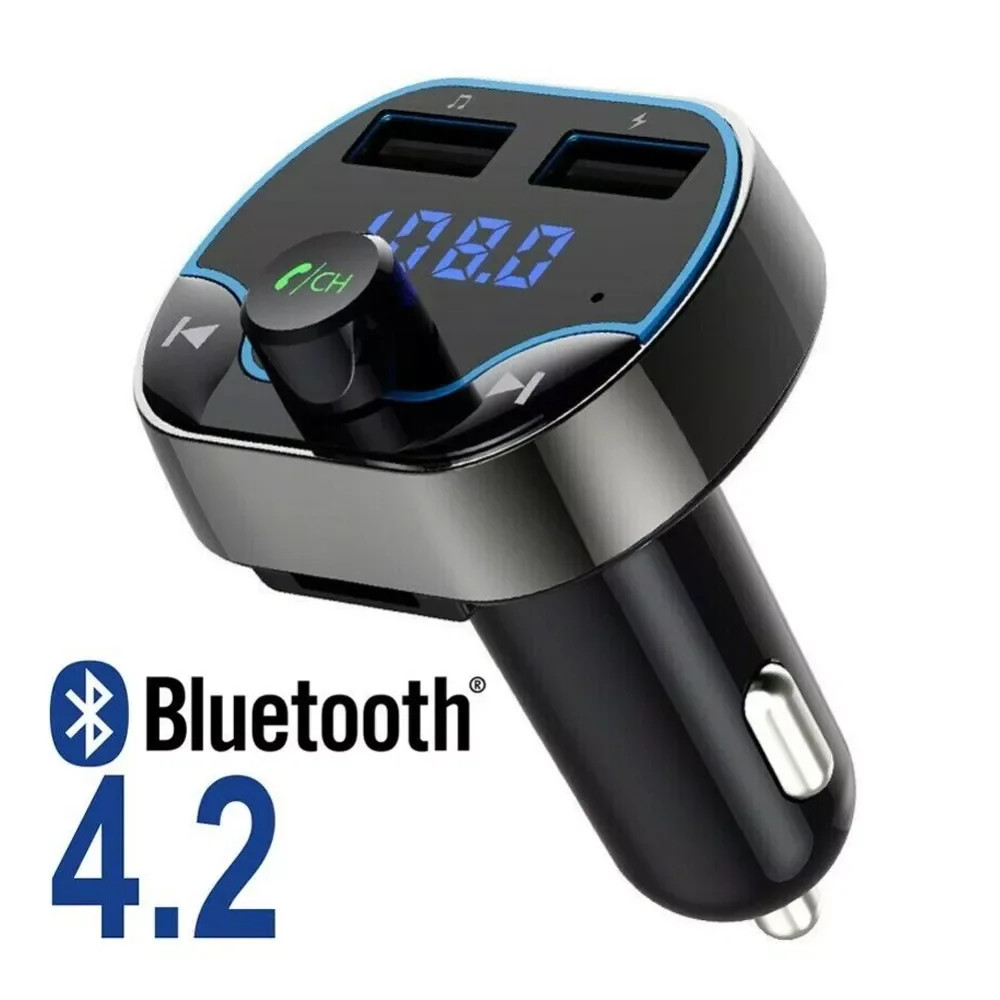 

Fashionable Convenient One-key Answer Car Cigar Plug FM Transmitter MP3 Player Radio Kit Dual USB Holder