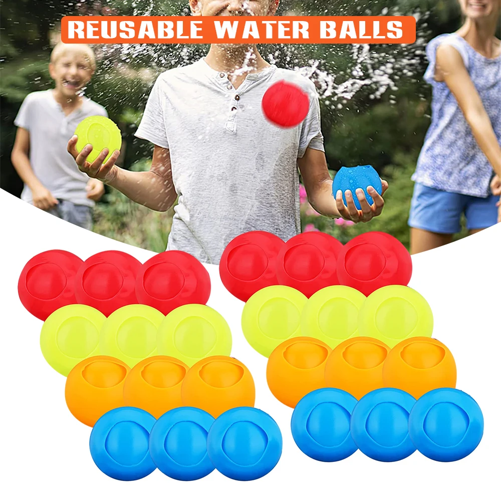 

12/24 PCS Reusable Water Balls Quick Fill Silicone Water Balloons Soft Bombs Splash Soaker Ball Outdoor Play Toys PR Sale