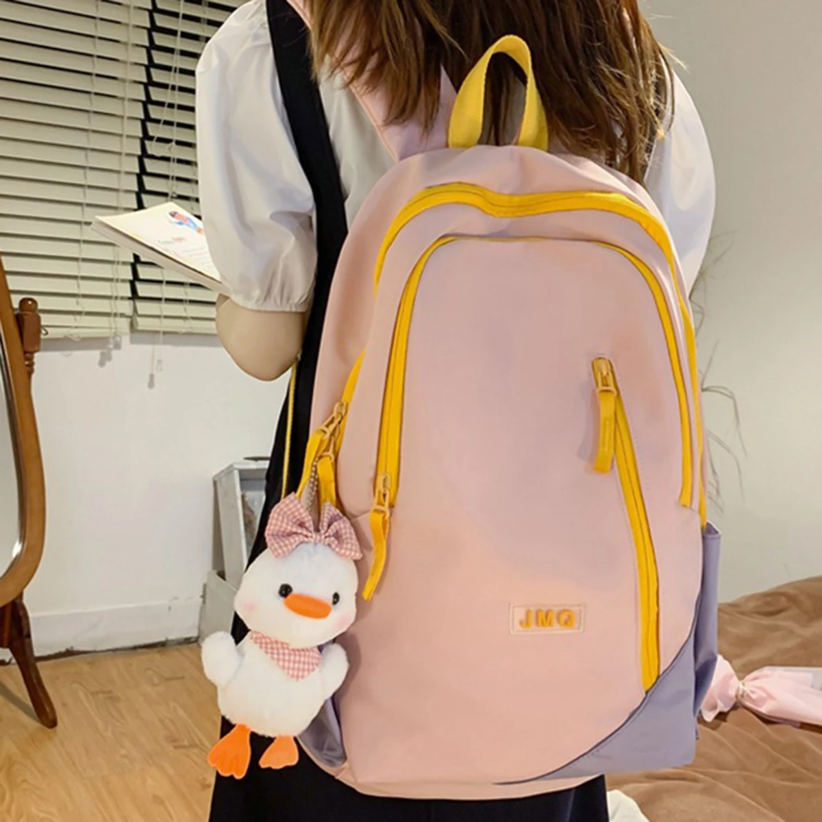 

Рюкзак с несколькими карманами в стиле пэчворк, женская модная простая школьная сумка для старших классов для девочек-подростков, нейлонов...