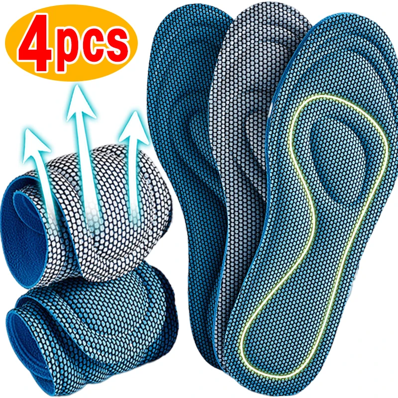 4pcs 5D Memory Foam Orthopedic Insoles For Shoes Antibacterial Deodorization Sweat Absorption Insert Sport Shoes Running Pads