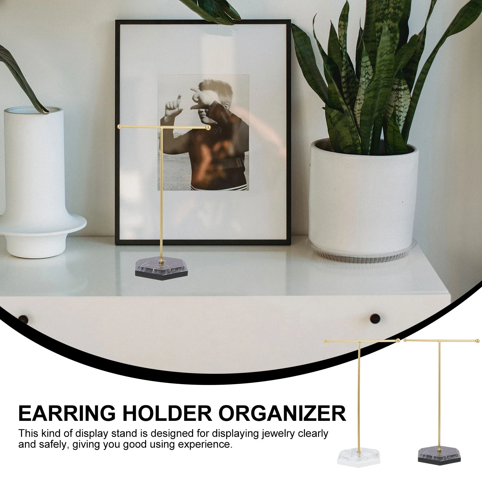 Jewelry Earring Holder Stand T Organizer Necklace Rack Display Bar Stands Metal Hanging Simple Dangle Holders Retailshape