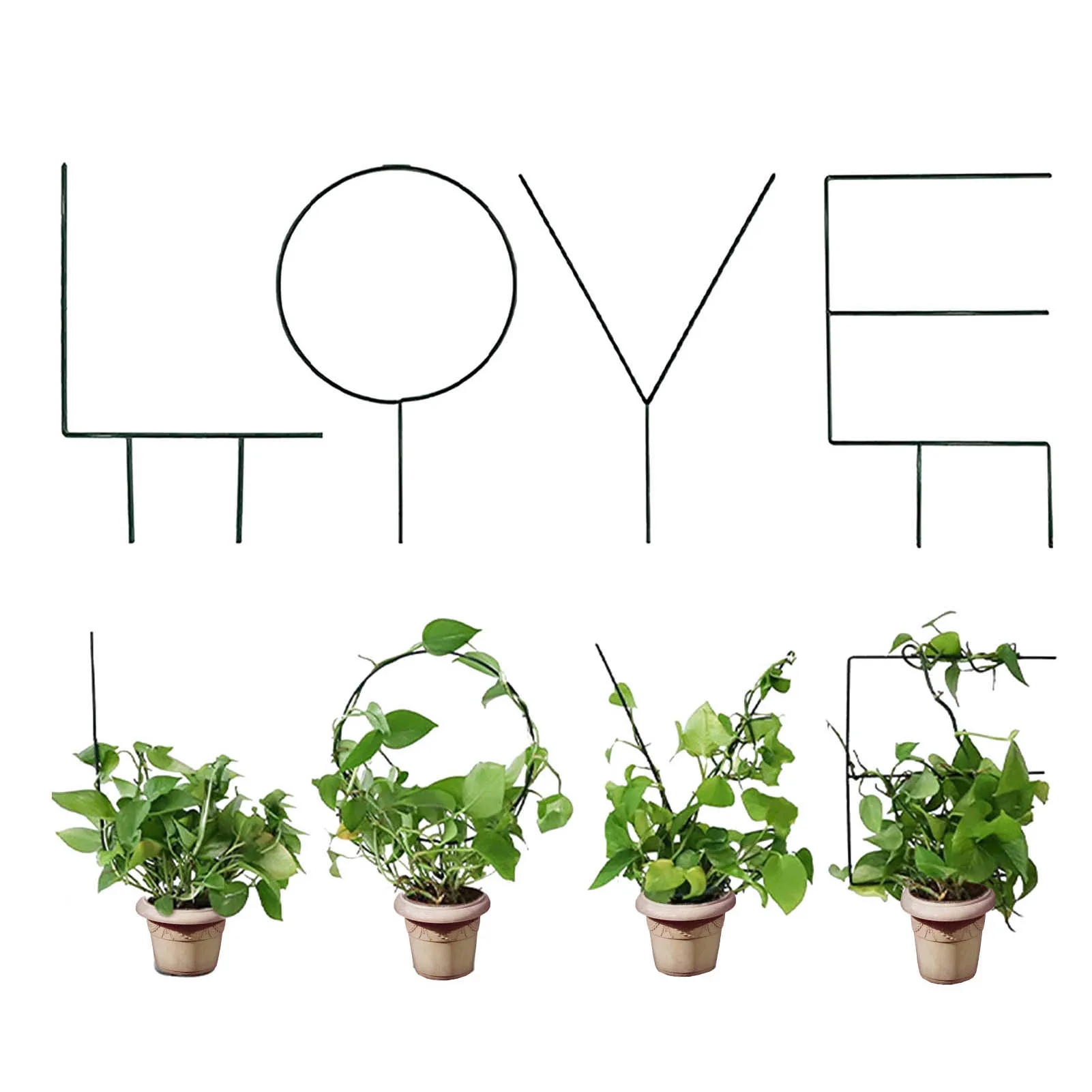 

Set of 4 Plant Climbing Trellis Geometric Design Plants Pot Metal Trellis Plant Support Structures