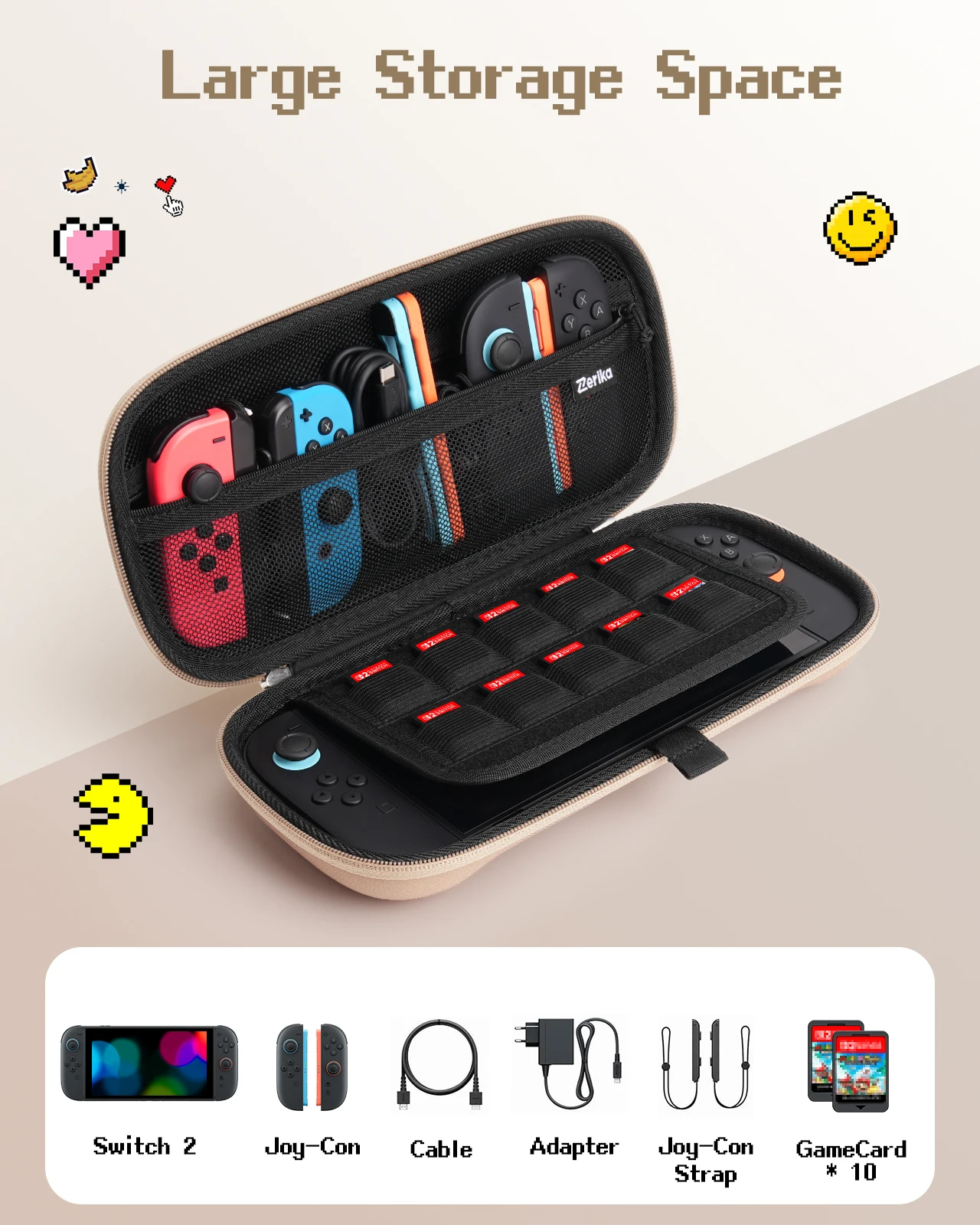 Фото Дорожный чехол для Nintendo Switch 2 и Switch OLED, водонепроницаемая защитная сумка для хранения с защитой от царапин и 10 слотами для игровых карт №3