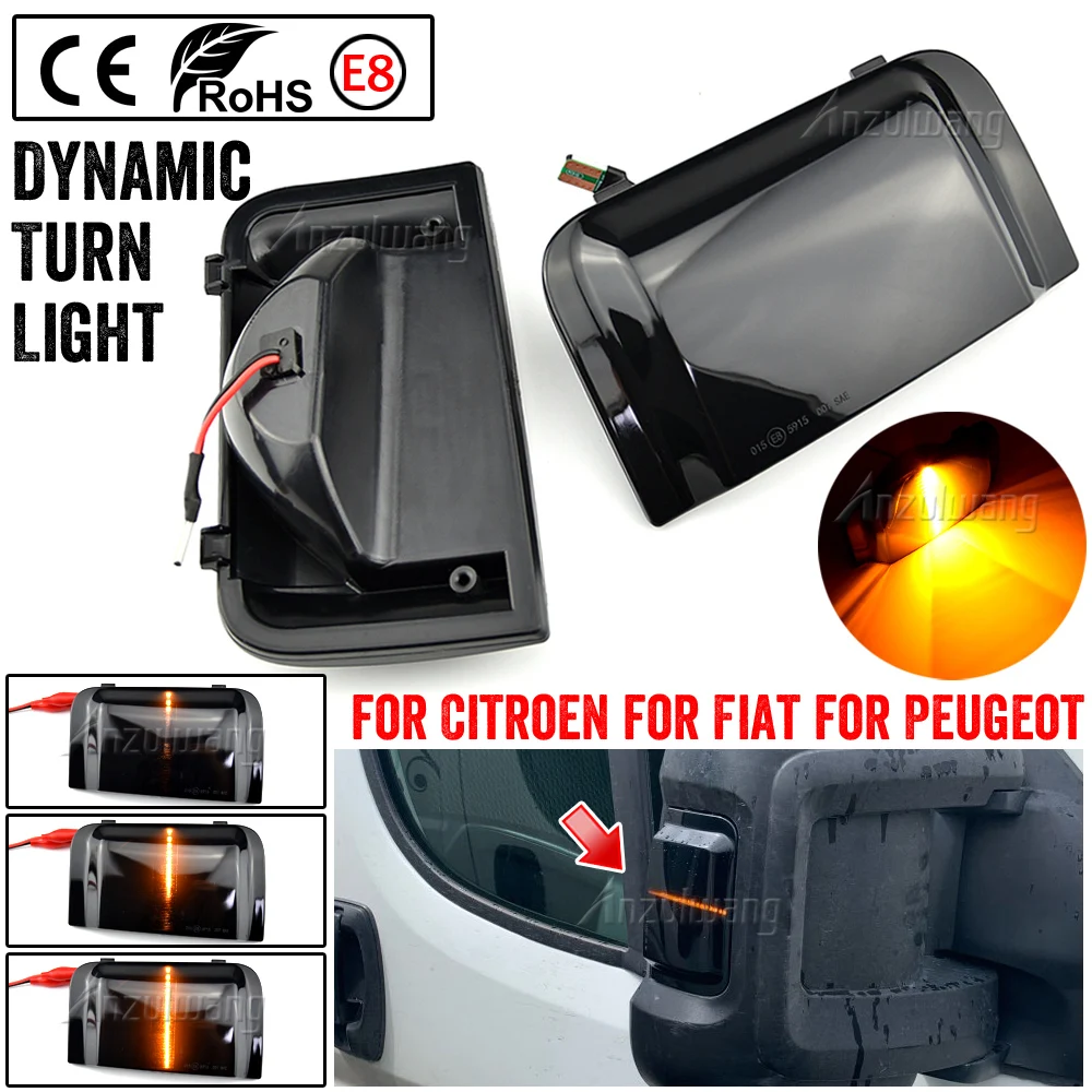 

For Peugeot Boxer Fiat Ducato Citroen Relay 2006- Dynamic LED Turn Signal Light Side Mirror Indicator Sequential Blinker Lamp