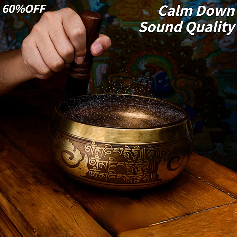 

Budda Sound Singing Bowl Handmade Copper Tibetan Meditation Singing Bowl Release Anxiety Tools Klangschale Musical Instruments