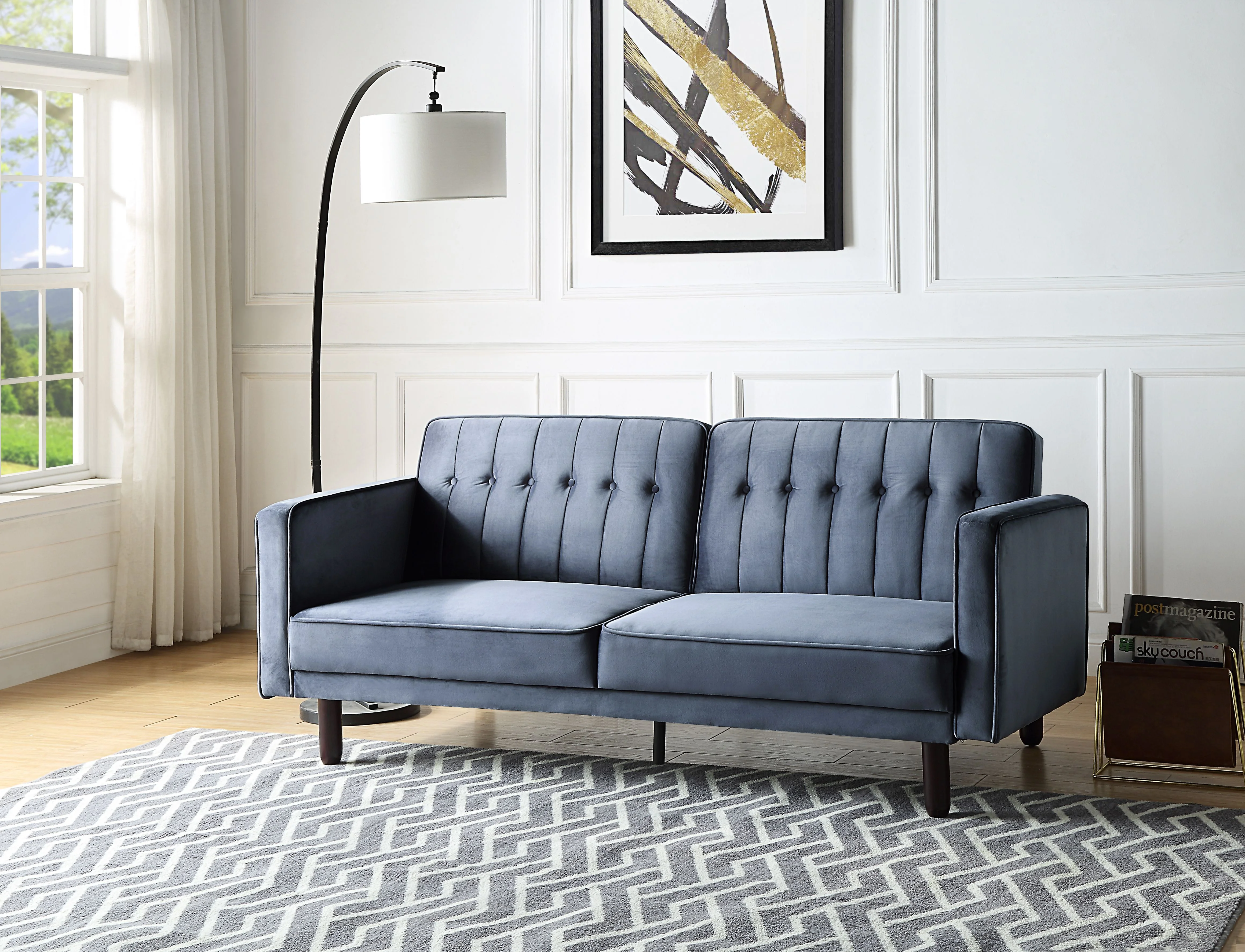 

Qinven Adjustable Sofa , Dark Gray Velvet LV00085