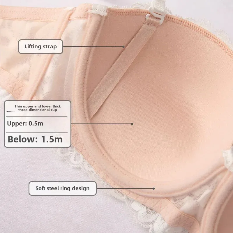 Французский сексуальный бюстгальтер со сборками на половину чашки мягкие