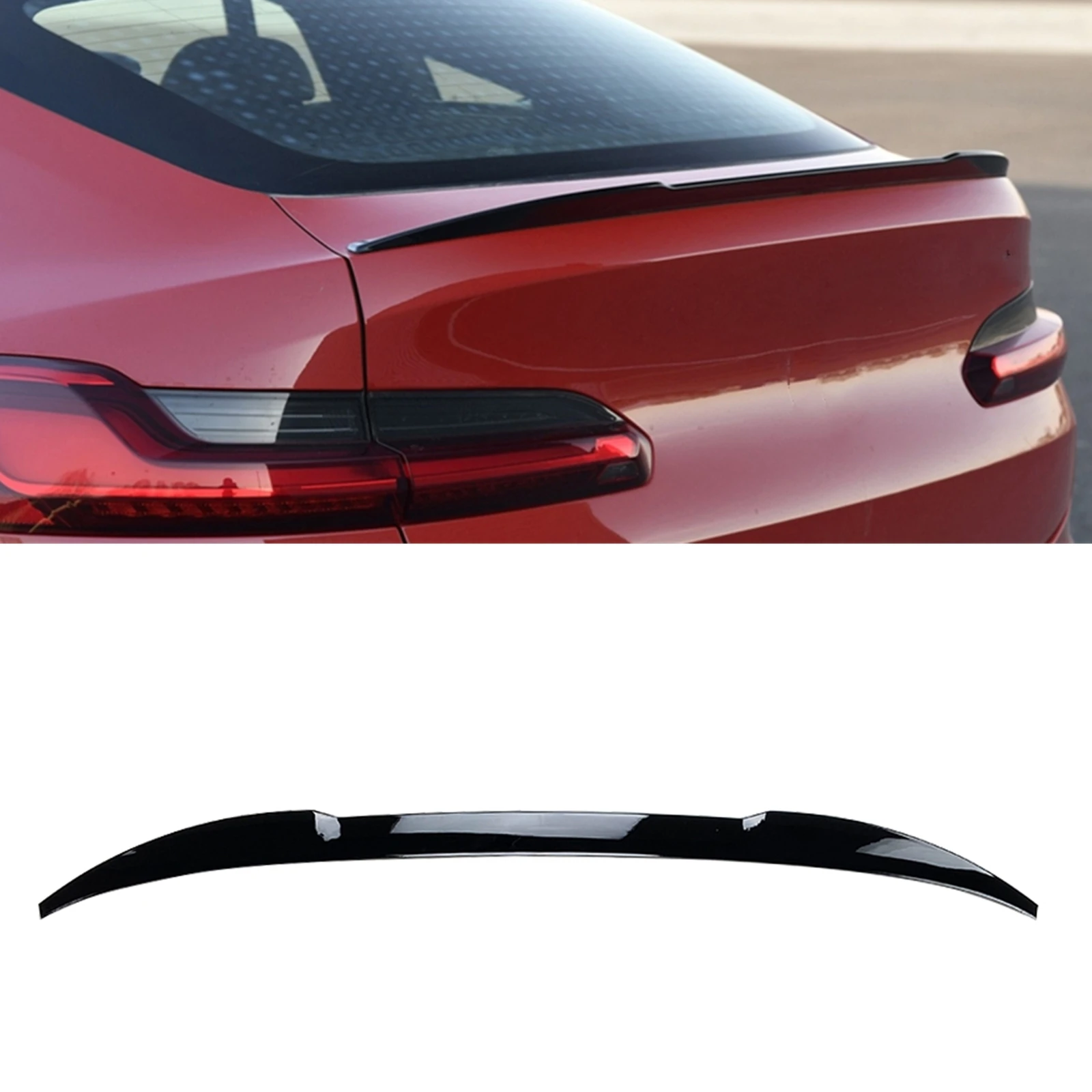 

For BMW X4 G02 Only 2018-2022 M Performance Style Rear Spoiler Wing Gloss Black/Carbon Fiber Look ABS Car Trunk Lid Splitter Lip