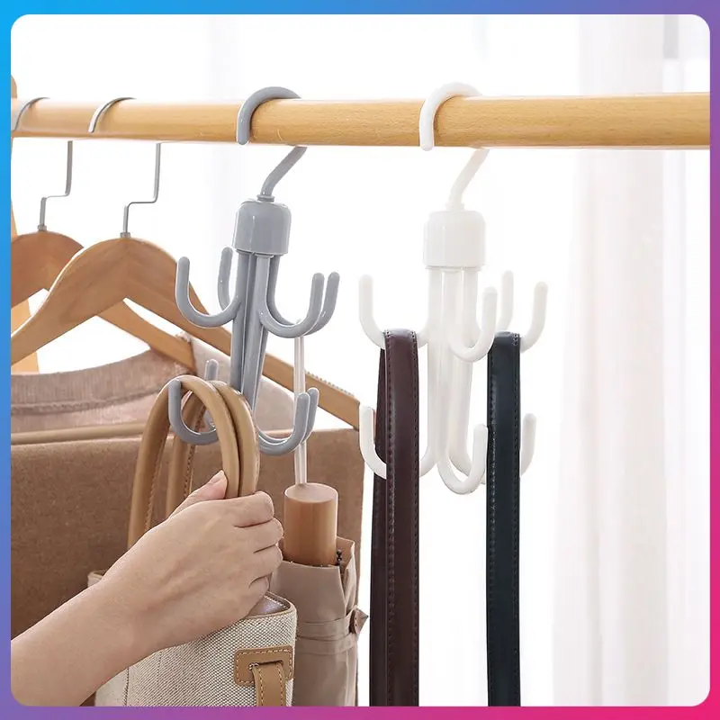 

2020 New S Hook Four-claw Rotatable Storage Rack Hanger Rotatable Save Space Multifunction Hooks Household Storage Hanger