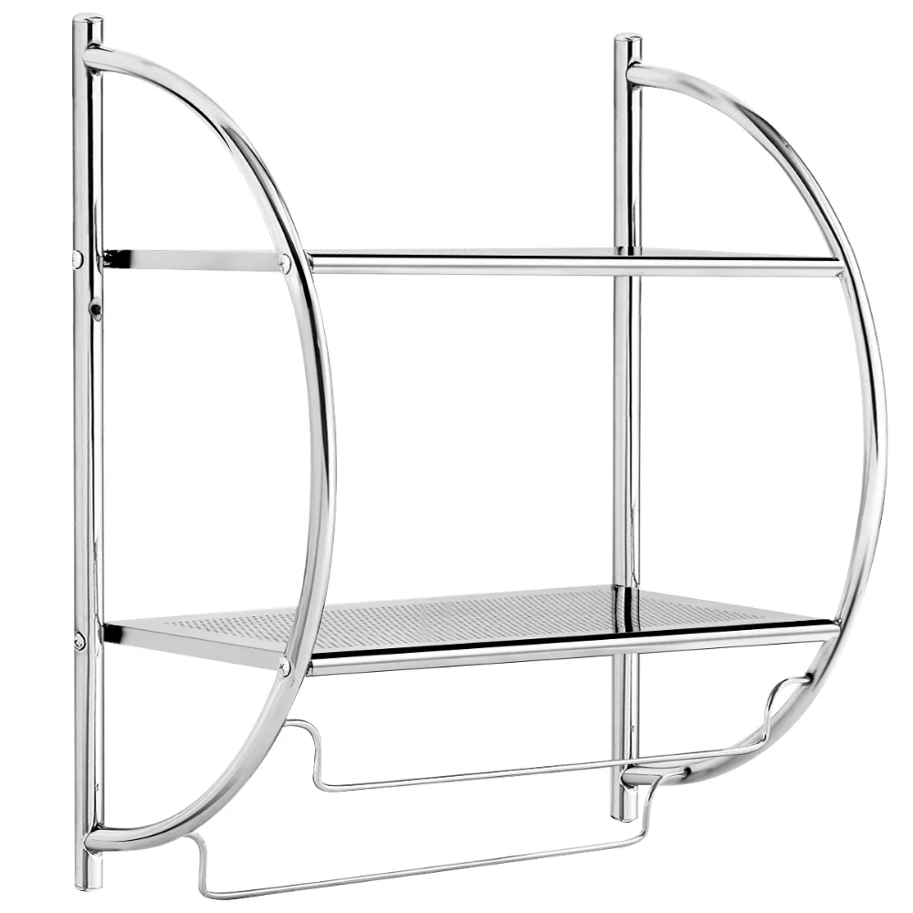 

2-Tier Metal Shower Organizer, Silver，Durable and Strong， 6.6Lbs，18''W X 10''D X 22''H