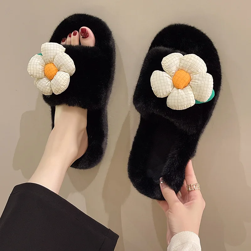 

Low Sandals Woman Leather Female Shoe Anti-Skid Clogs With Heel All-Match Low-heeled Girls Thick Clear 2022 Outside Flower Cotto