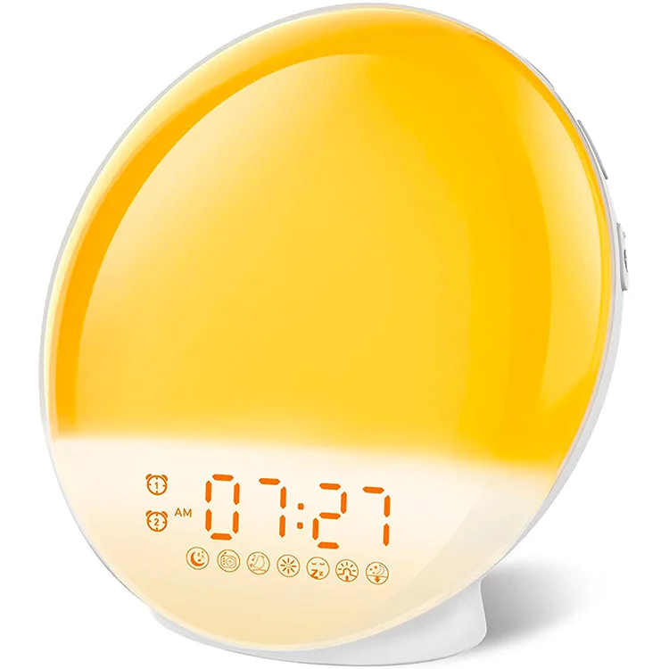 

Simulate Natural Sunrise and Sunset Wake-Up Light Alarm Clock Bedside Sleep Aid Colorful Atmosphere LED Night Light Alarm Clock