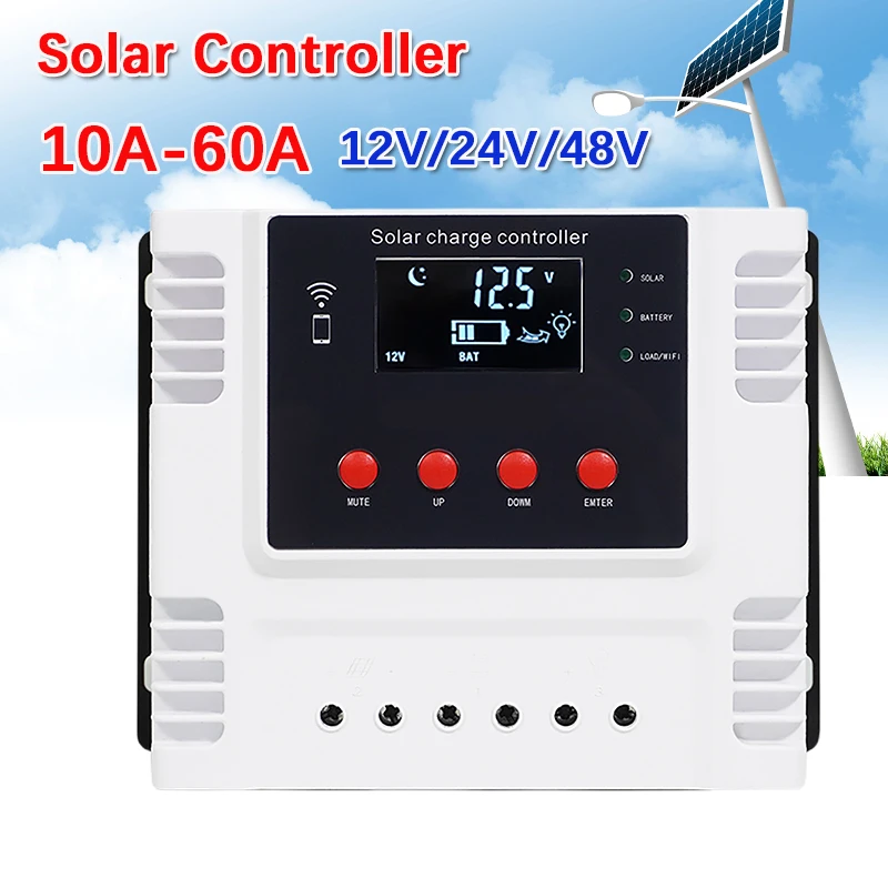 

Контроллер заряда солнечной батареи Mppt, 10 А/20 А/60 А, контроль данных в реальном времени App, светодиодный дисплей, интеллектуальный контроллер...