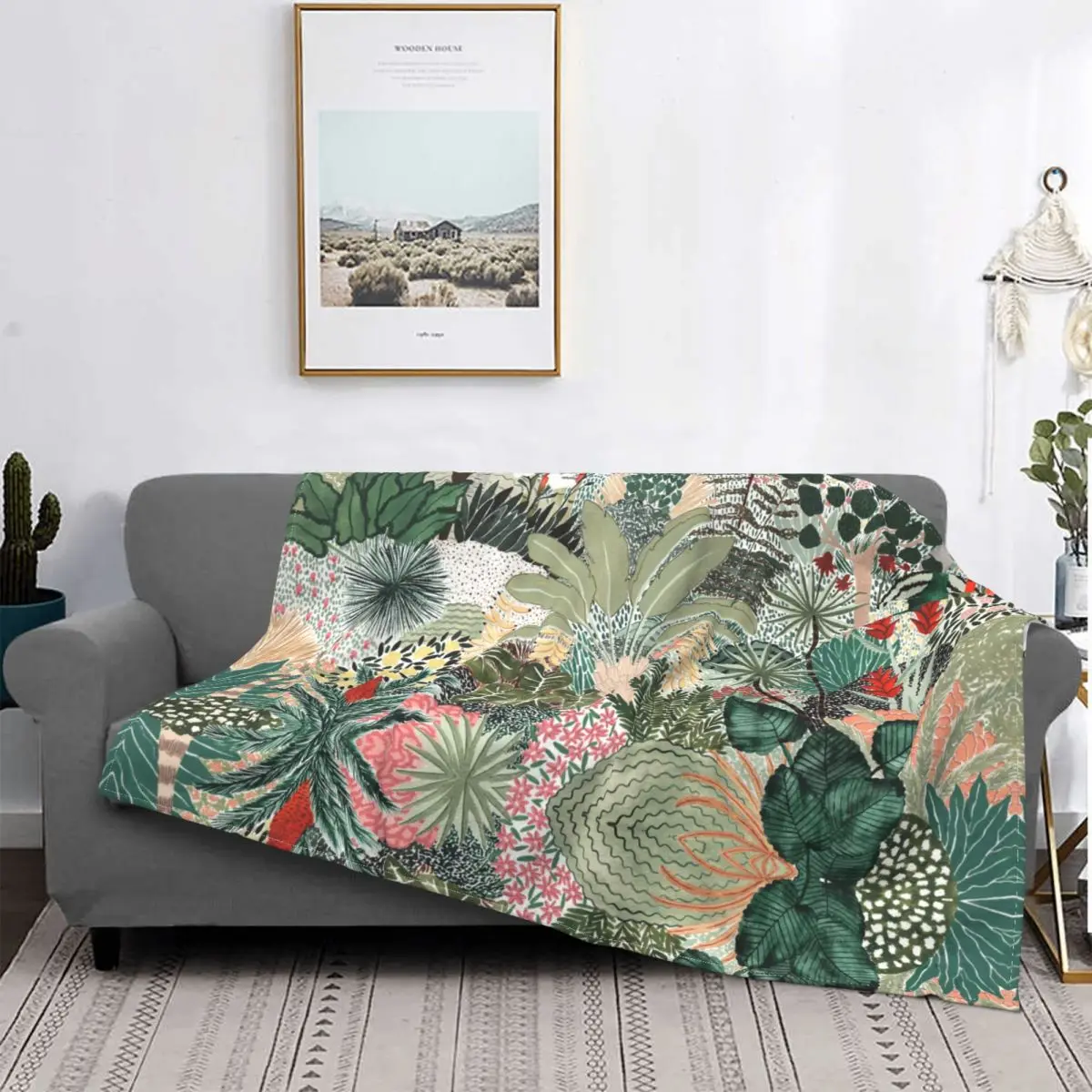 

Tropical Plants Velvet Throw Blanket Forest Jungle Blankets for Bedding Outdoor Ultra-Soft Quilt