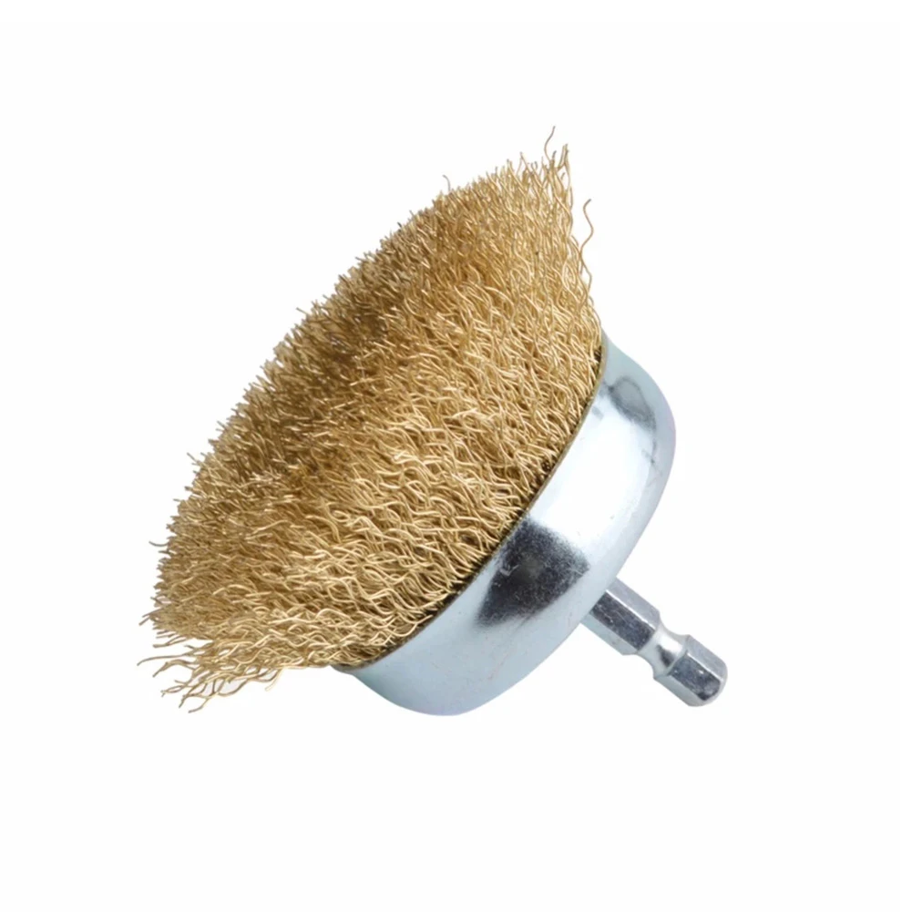 

50mm Steel Wire Brush Brass Plated Wheels Brushes Drill Rotary Tools Metal Rust Removal Polishing Brush