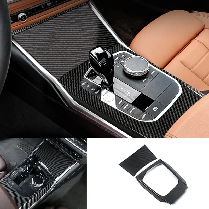 

For BMW G20 G28 325 3 Series 2019 2020 ABS Carbon Fiber Chrome Car Center Console Gear Shift Decoration Panel Cover Trim