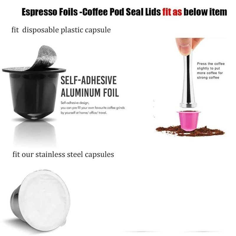 Крышки из алюминиевой фольги 100 шт. крышки для Nespresso оригинальные капсулы