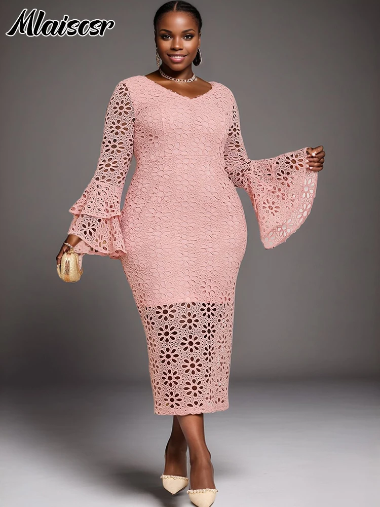 Женское вечернее платье Mlaiscsr элегантное розовое с V-образным вырезом и длинным