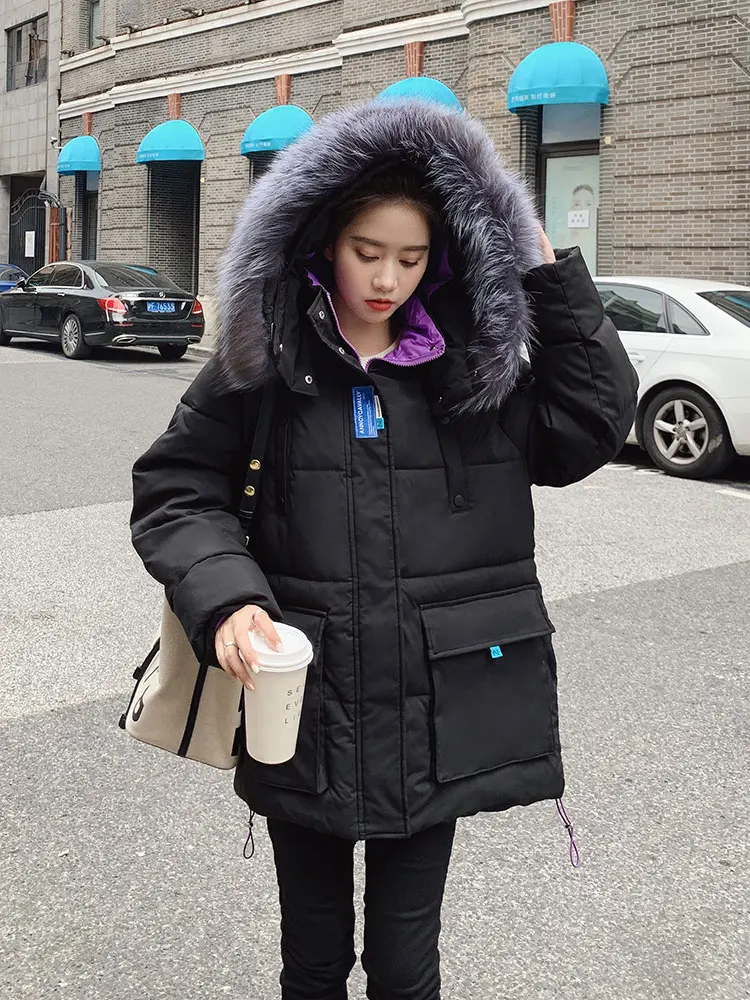 Vielleicht 2022 New Winter Jacket Women Parka Fashion Long Coat Hooded Parkas With Fur Collar Warm Snow Wear Padded Clothes