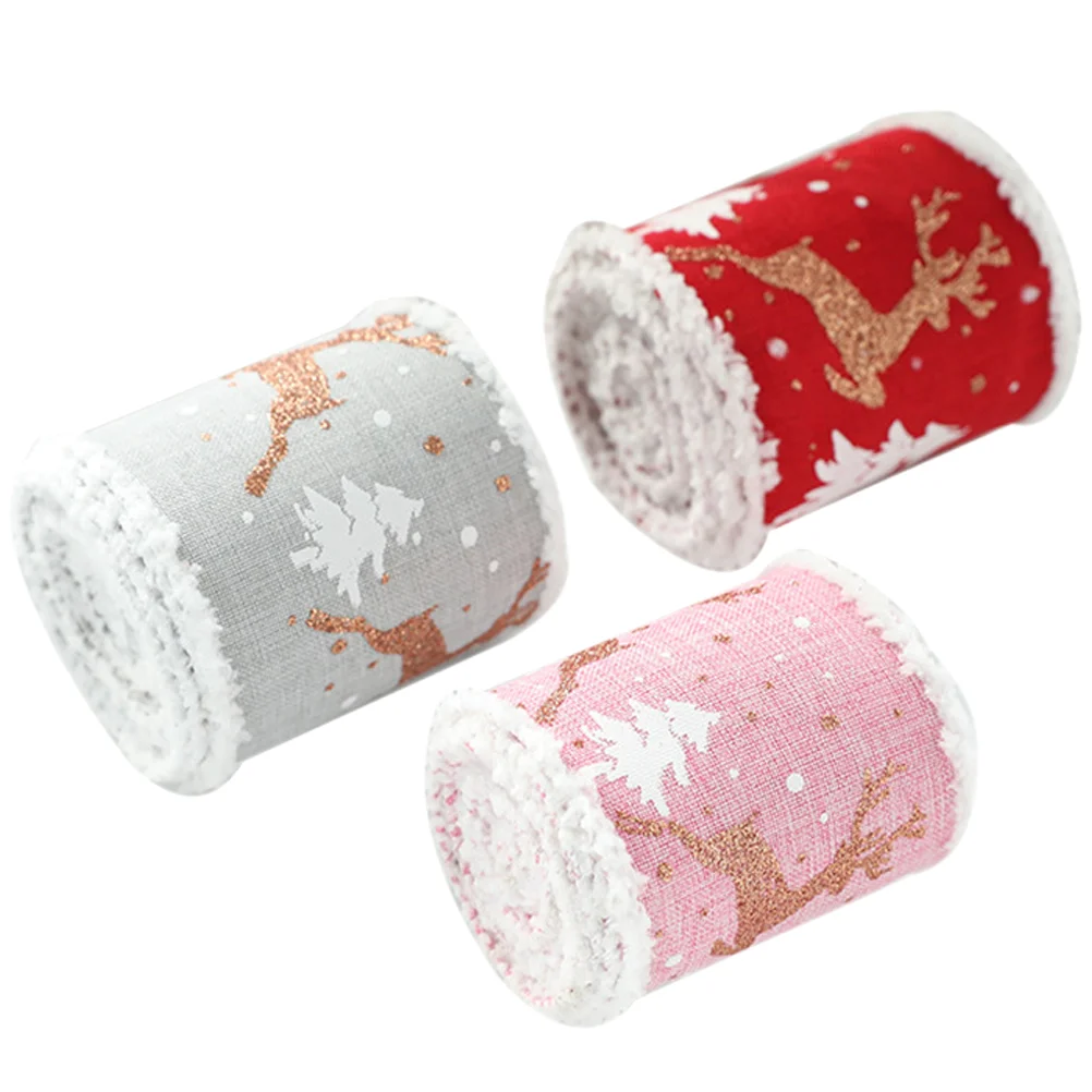 

3 Rolls Gift Wrapping Ribbon Xmas Party Christmas Decoration Holiday DIY Craft Supply Festival Packing