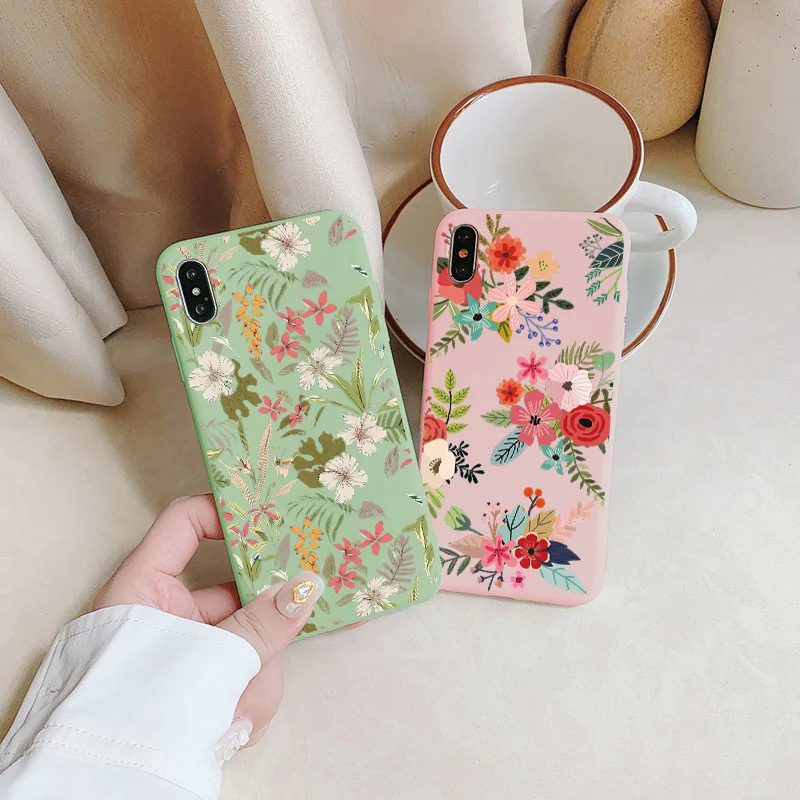 

Cute Floral Shading Phone Cases for Iphone XR X XS Max 7 8 Plus SE 2020 13 12 11 Pro Max Mini TPU Soft Silicone Shell Back Cover