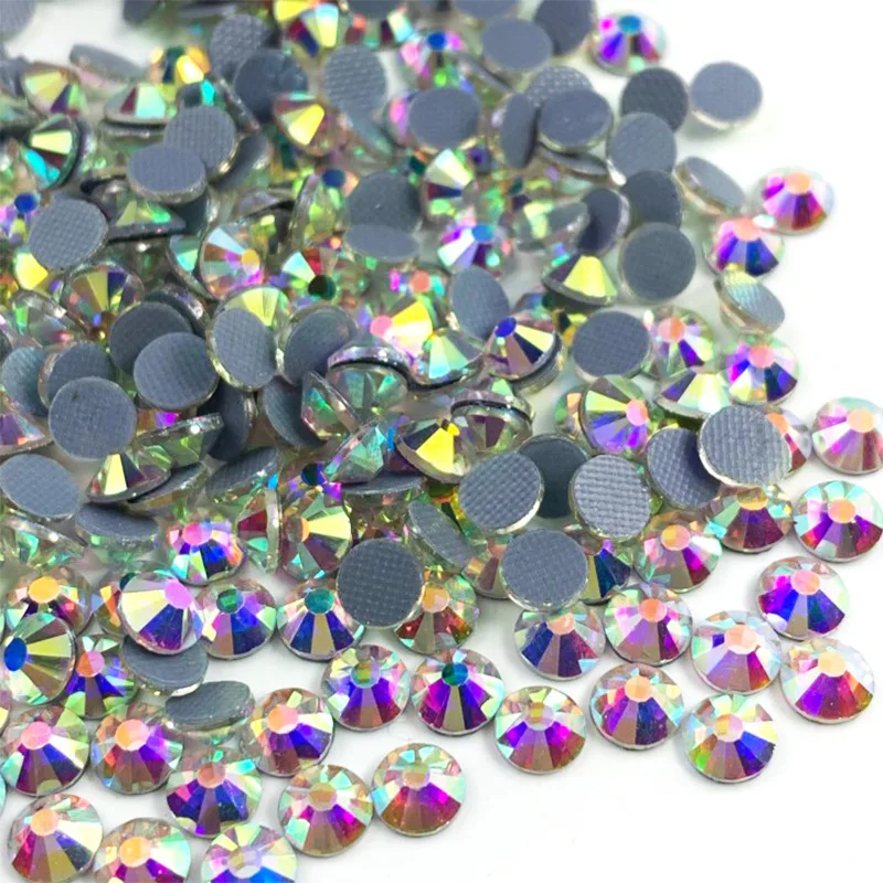 

ss3~ss30Rubber Bottom Crystal AB/transparent Flat Bottom Hot Repair Rhinestone Mobile Phone Shell Beauty DIY Jewelry Accessories