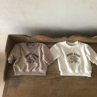 2022 spring new baby cartoon sweatshirt fashion letter print boys girls pullover cotton infant casual tops children sweatshirt