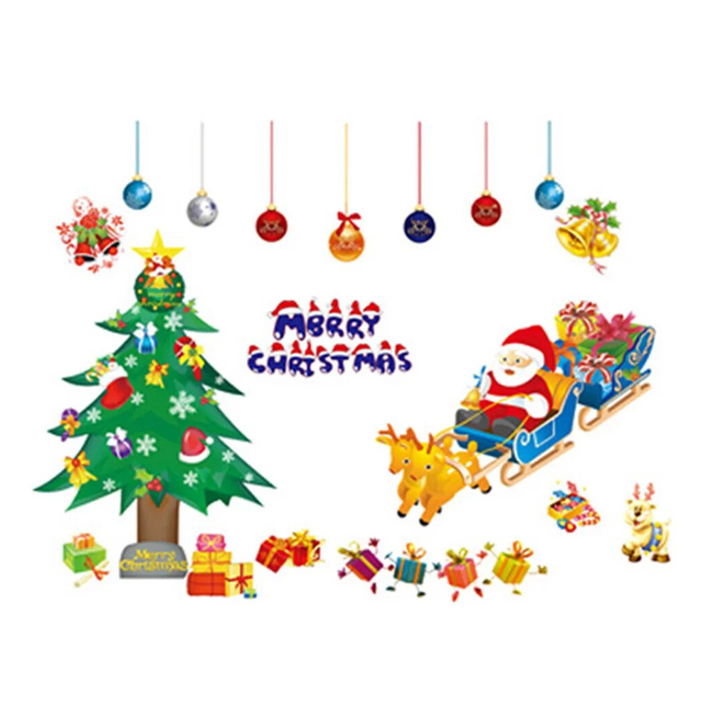 

1pc Window Sticker Christmas Santa Claus Clings Decor Pastes Stickers for Window Wall