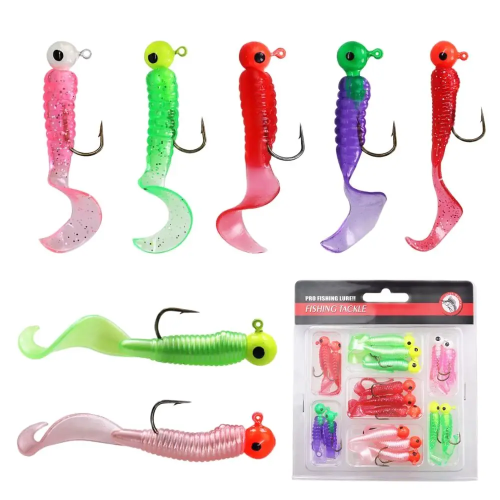 

17 шт./лот лобзик мягкие рыболовные приманки с крючком 4,7 г 7 г свинцовый джиг головной крючок грубая червь рыболовные снасти аксессуары