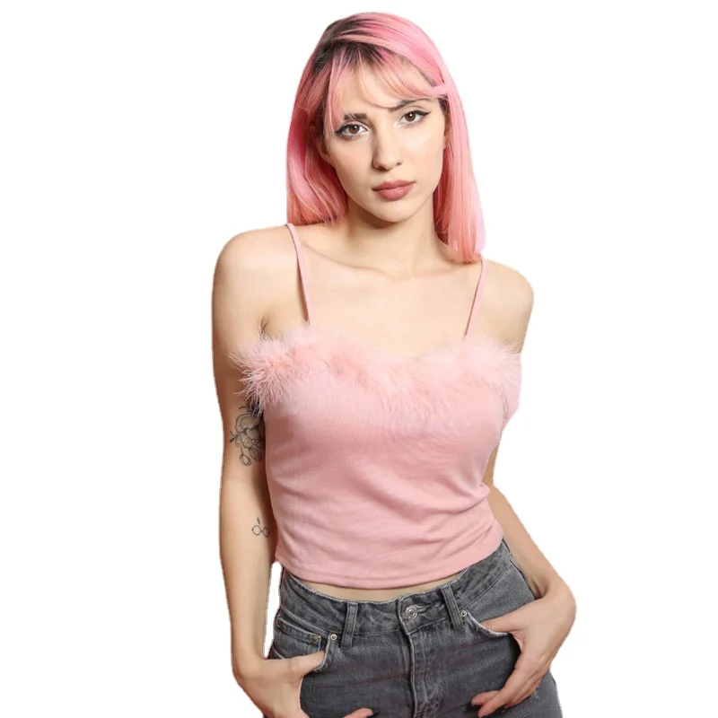 pink lace up crop top