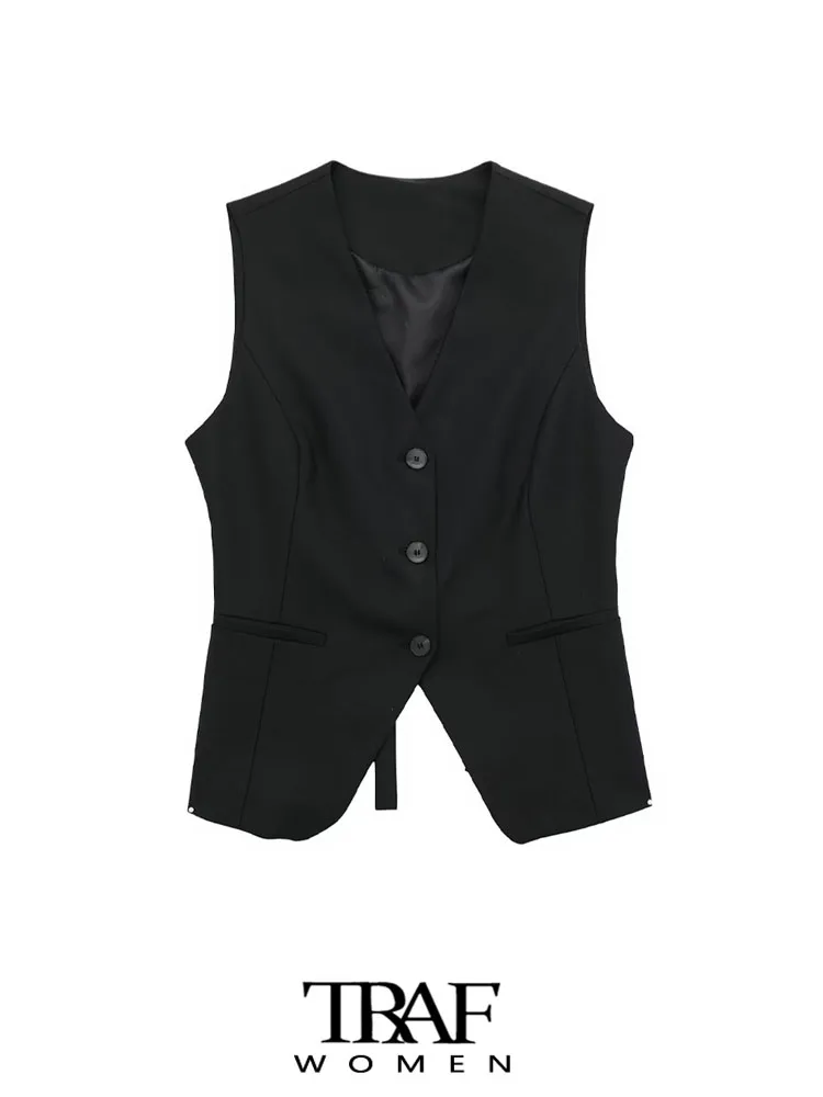 

Женский винтажный жилет с открытой спиной и V-образным вырезом