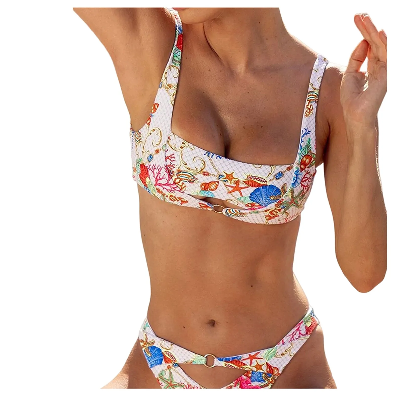 

Женский раздельный разноцветный Сексуальный Топ Бикини на косточках с принтом