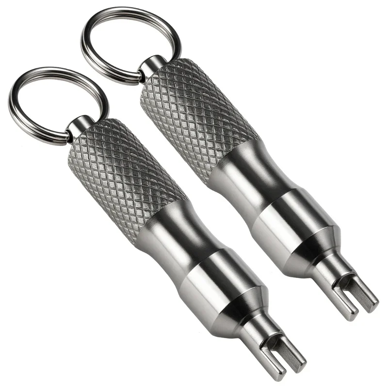 

2 шт., универсальный ключ с сердечником клапана, брелок из нержавеющей стали, инструмент для удаления стержней клапана, колеса, детали для шин, автомобильные аксессуары для мотоциклов