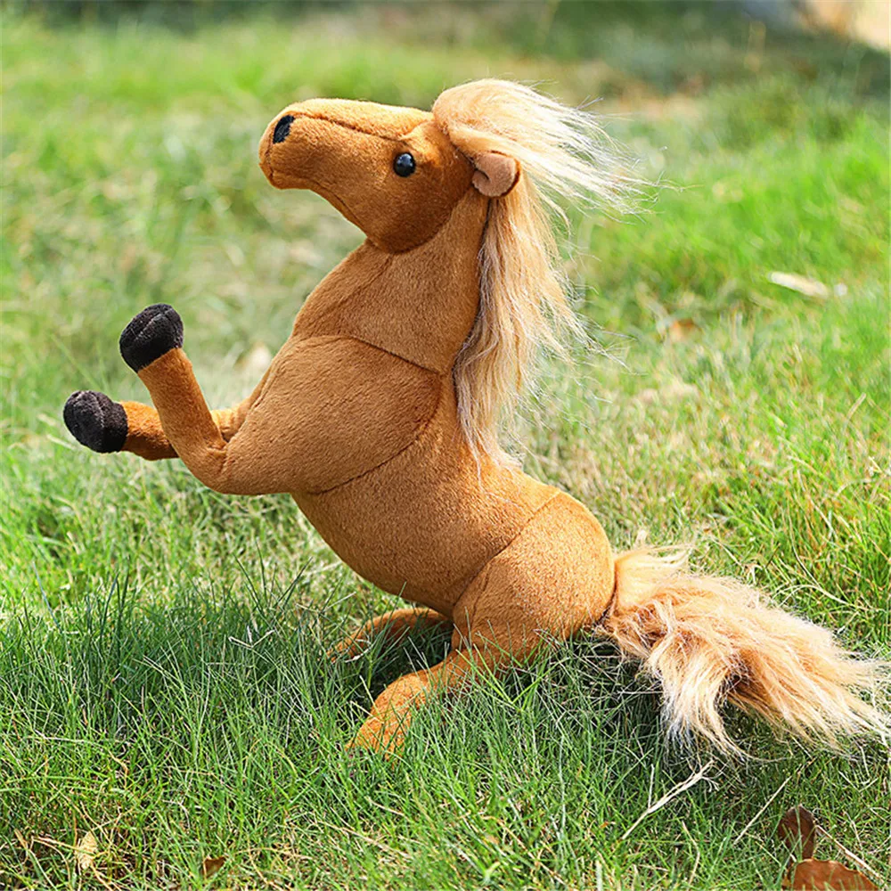 

Simulation Horses Plushie Toy Stuffed Soft Animal Dolls Real Life Mustang Pillow for Children Kids Creative Birthday Decor Gifts