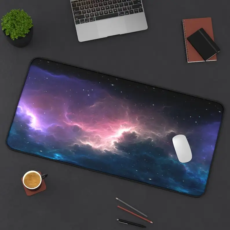 

Galaxy Nebula Space Desk Mat, Large Mouse Pad, Full Desk XXL Extended Gaming Mouse Pad, Laptop Computer Keyboard Mousepad for Of