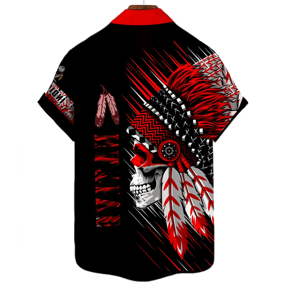 2022 New Summer Men's Hunting 3d Hawaiian Shirts European Plus Size Summer Breathable Loose Short Sleeve Shirts