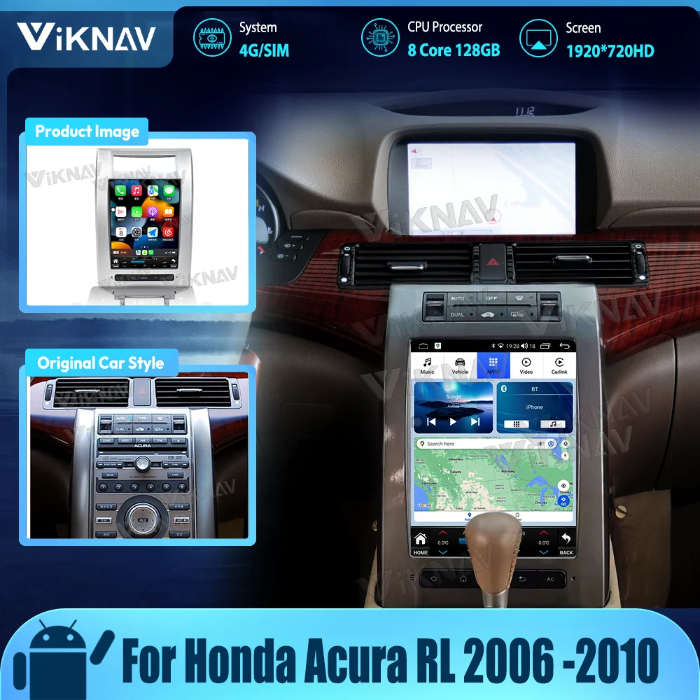

Для Honda Acura RL 2006 -2010 обновленный 12,3 дюймовый сенсорный экран беспроводной CarPlay 8 ядер 8 + 128 ГБ стерео Автомагнитола Тесла стиль GPS