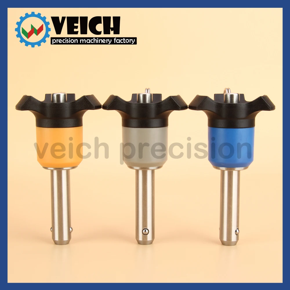 

VCN120 Dia5~16mm Blue/Orange/Gray Stainless Steel Ball Lock Pin Plastic Handle Quick Release Button Locating Pins Length70~100mm