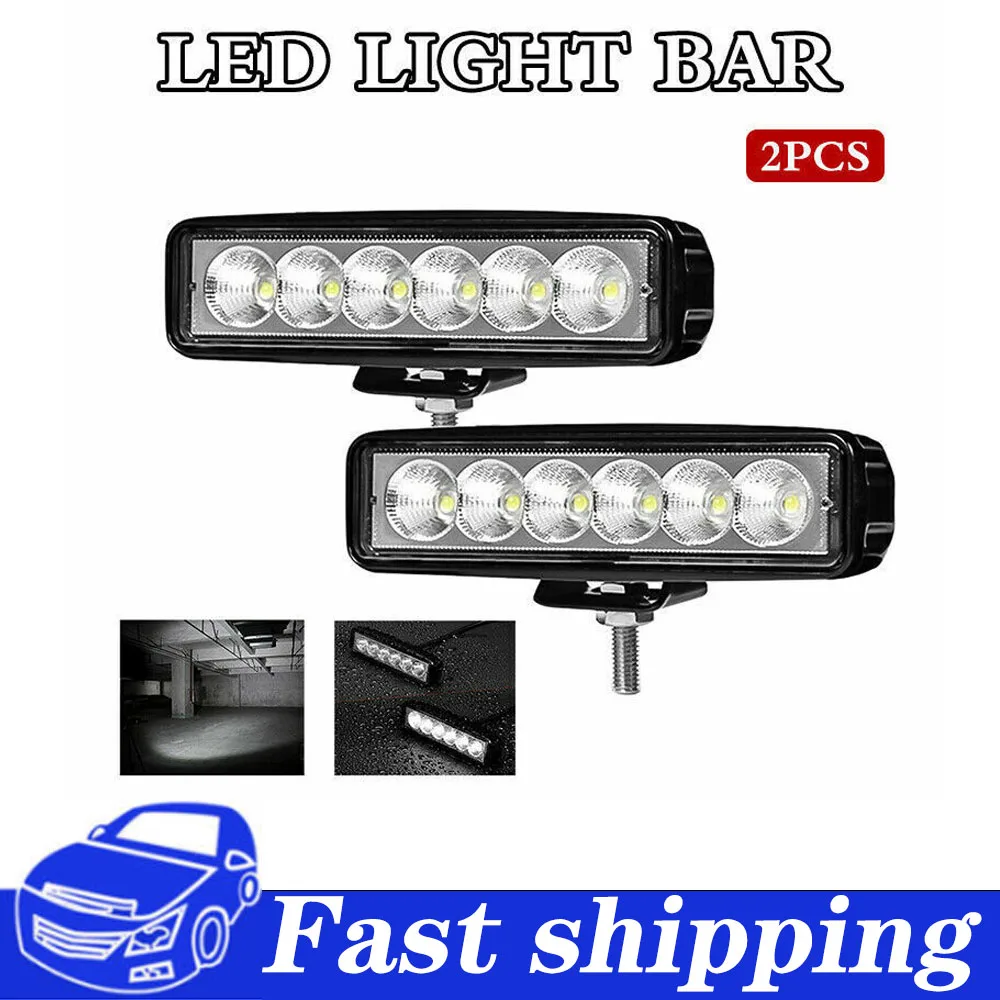 

2PCS 18w 6 LED Car Work Light DRL Spotlight High Bright Waterproof Auto Offroad SUV Truck Headlights Driving Lamp 12V 24V 6000K