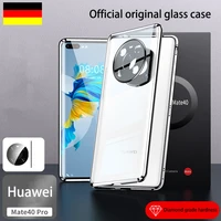 for huawei mate40 p50 honor50 pro case new 360%c2%b0 full protection metal alloy frame magnetic magsafe adsorption glass cover