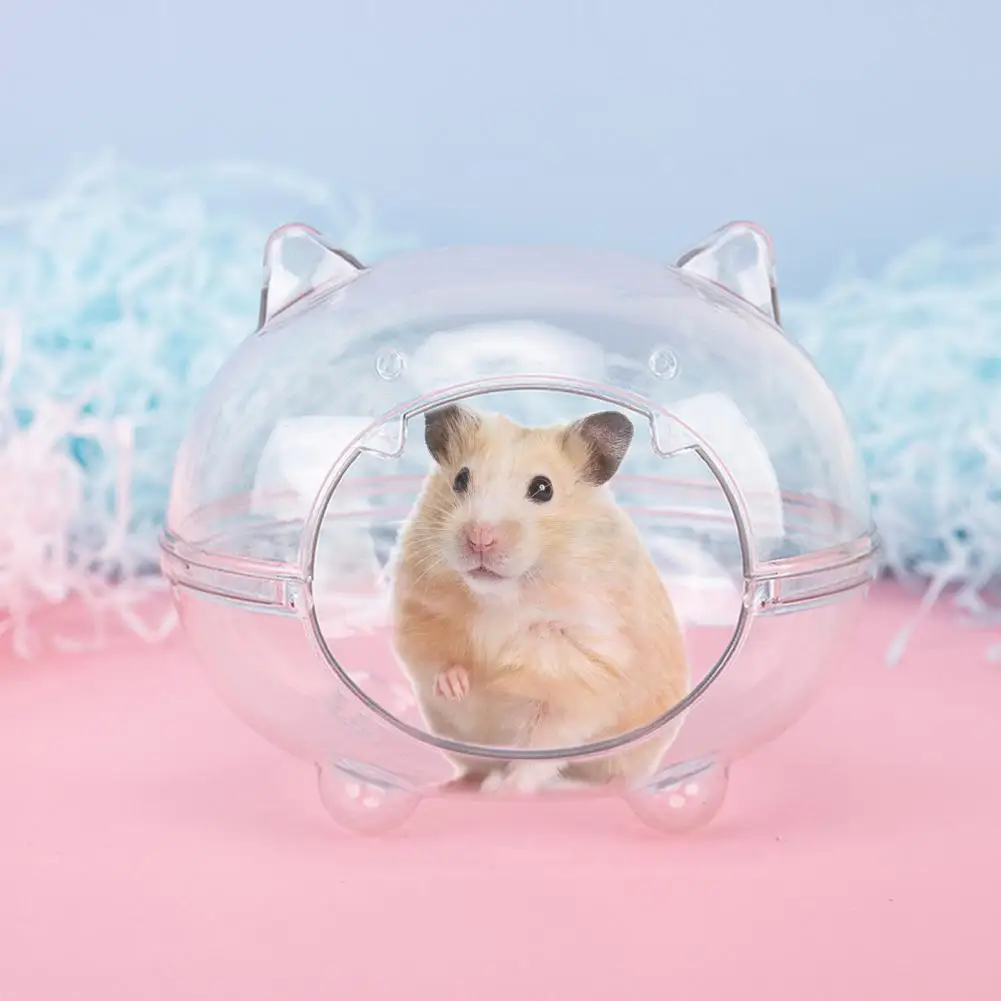 

Hamster Bathroom Pig-shape Transparent Plastic Hamster Mini House Sand Bath Box Toy House for Household Pet Supply Accessories